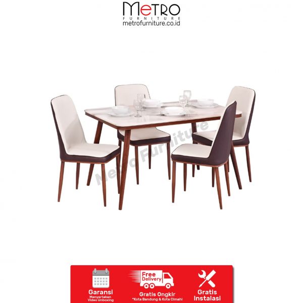 Meja makan / Dining Set Marigold + 4 Kursi