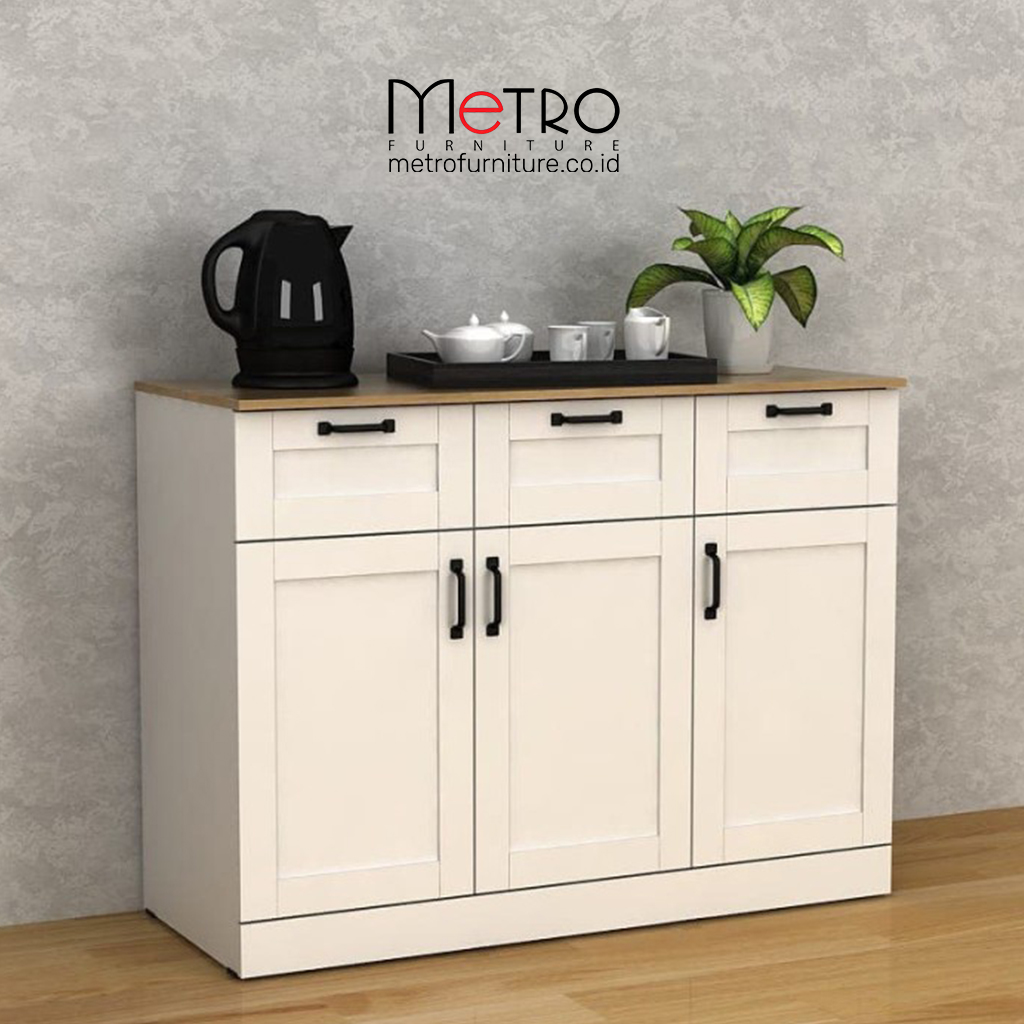 Lemari Dapur / Bufet Dapur / Ashley SB 120 - White Yellow Oak